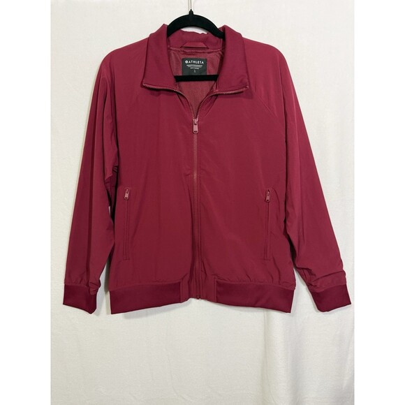 Athleta Jackets & Blazers - Athleta Cranberry Red Brooklyn Bomber Full Zip Jacket Size L Athleisure Active